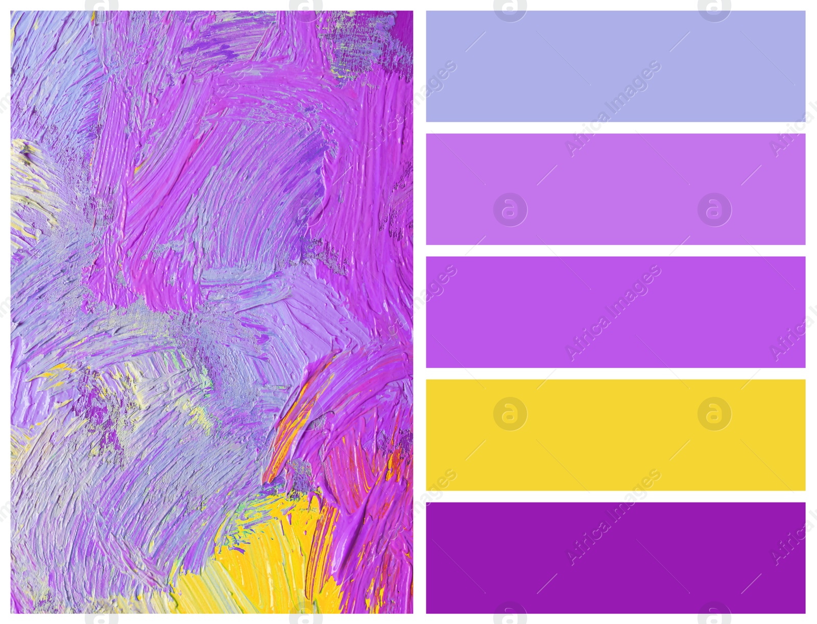 Image of Color palette appropriate to photo of colorful acrylic paints as background