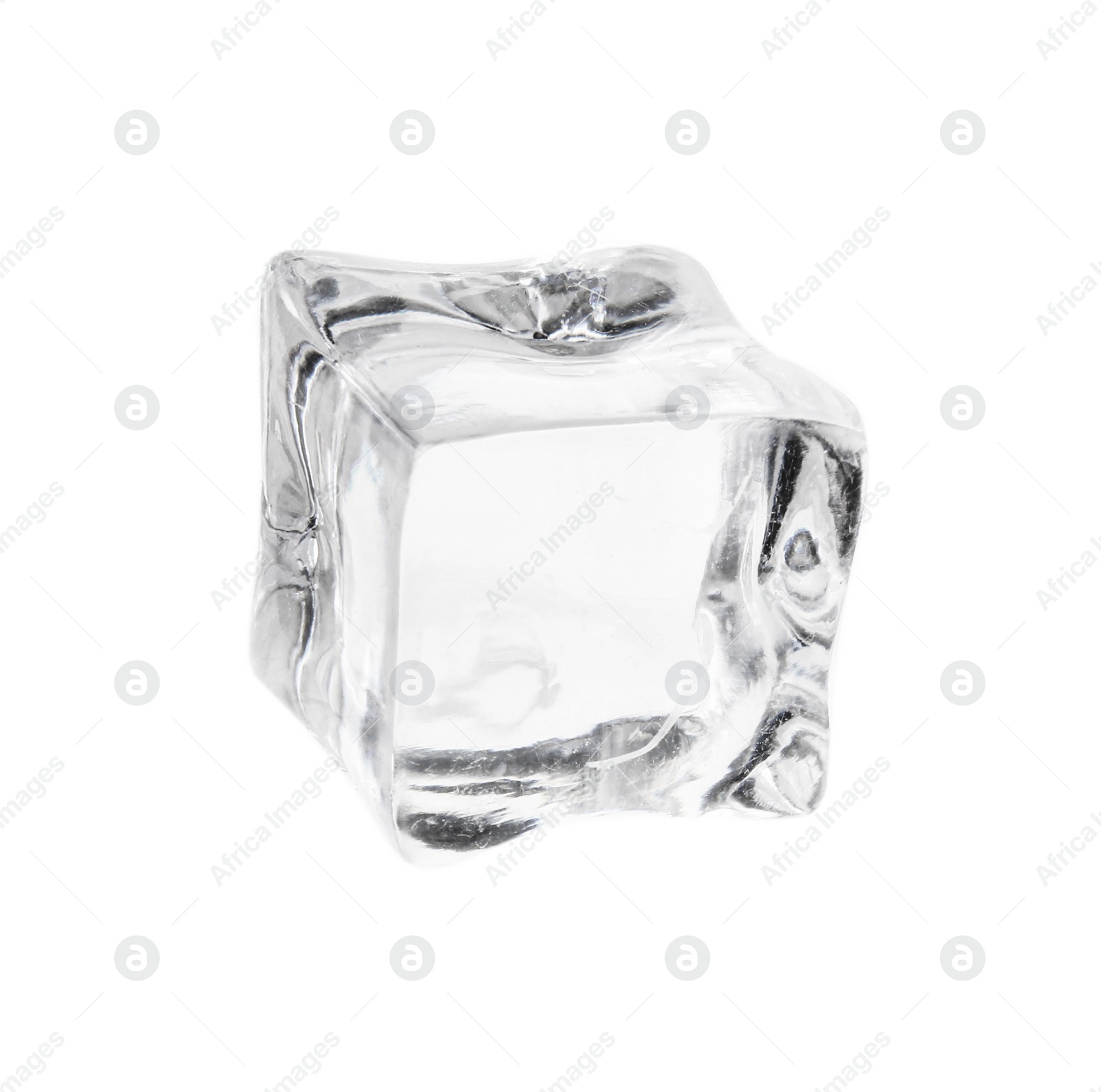 Photo of One crystal clear ice cube isolated on white