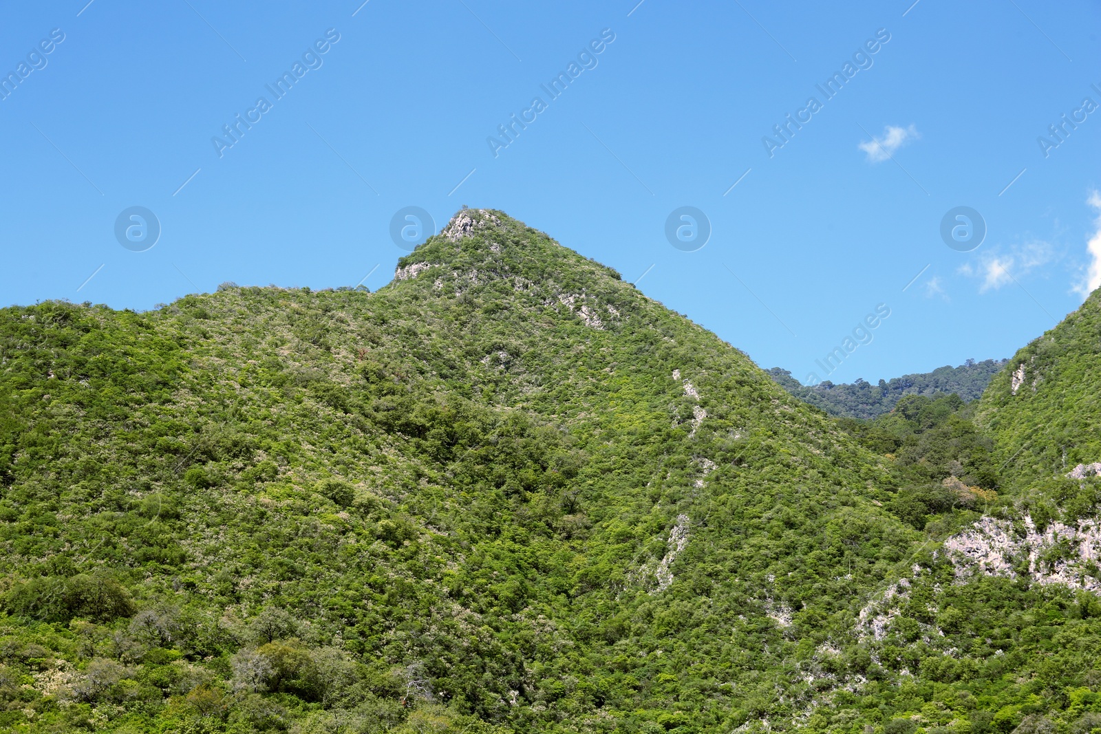 Photo of Picturesque view of beautiful mountains and blue sky