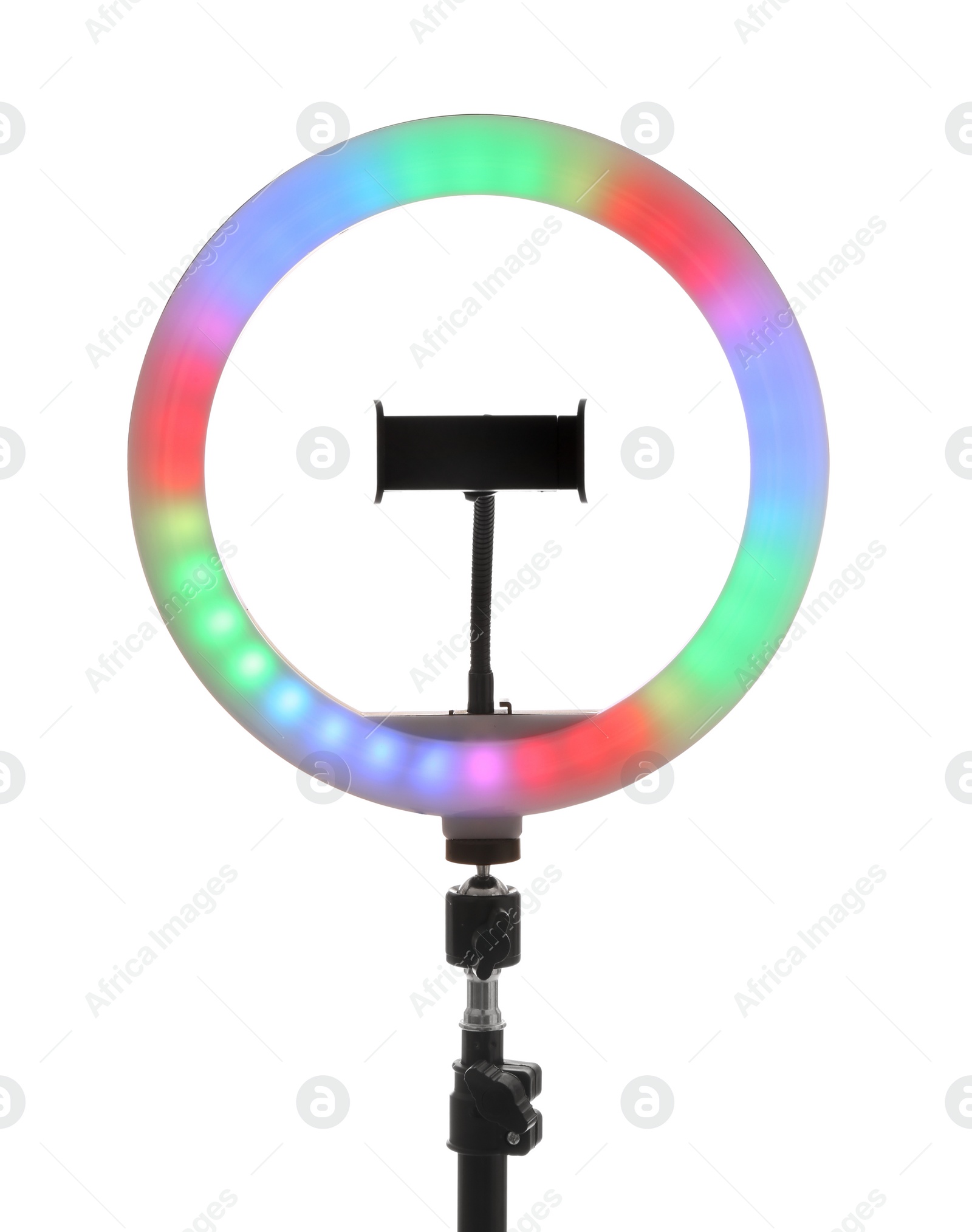 Photo of Tripod with ring light isolated on white