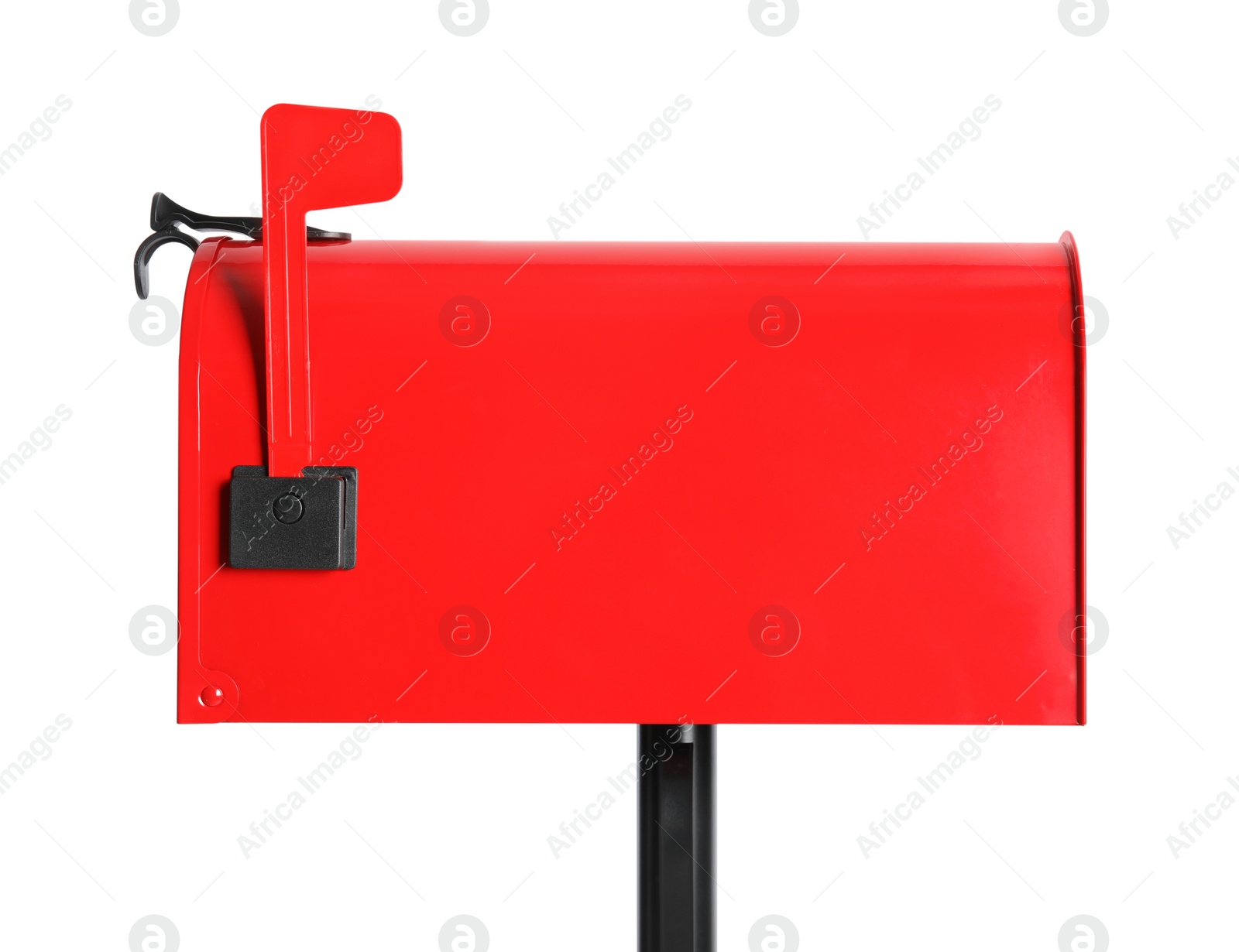 Photo of One red letter box on white background