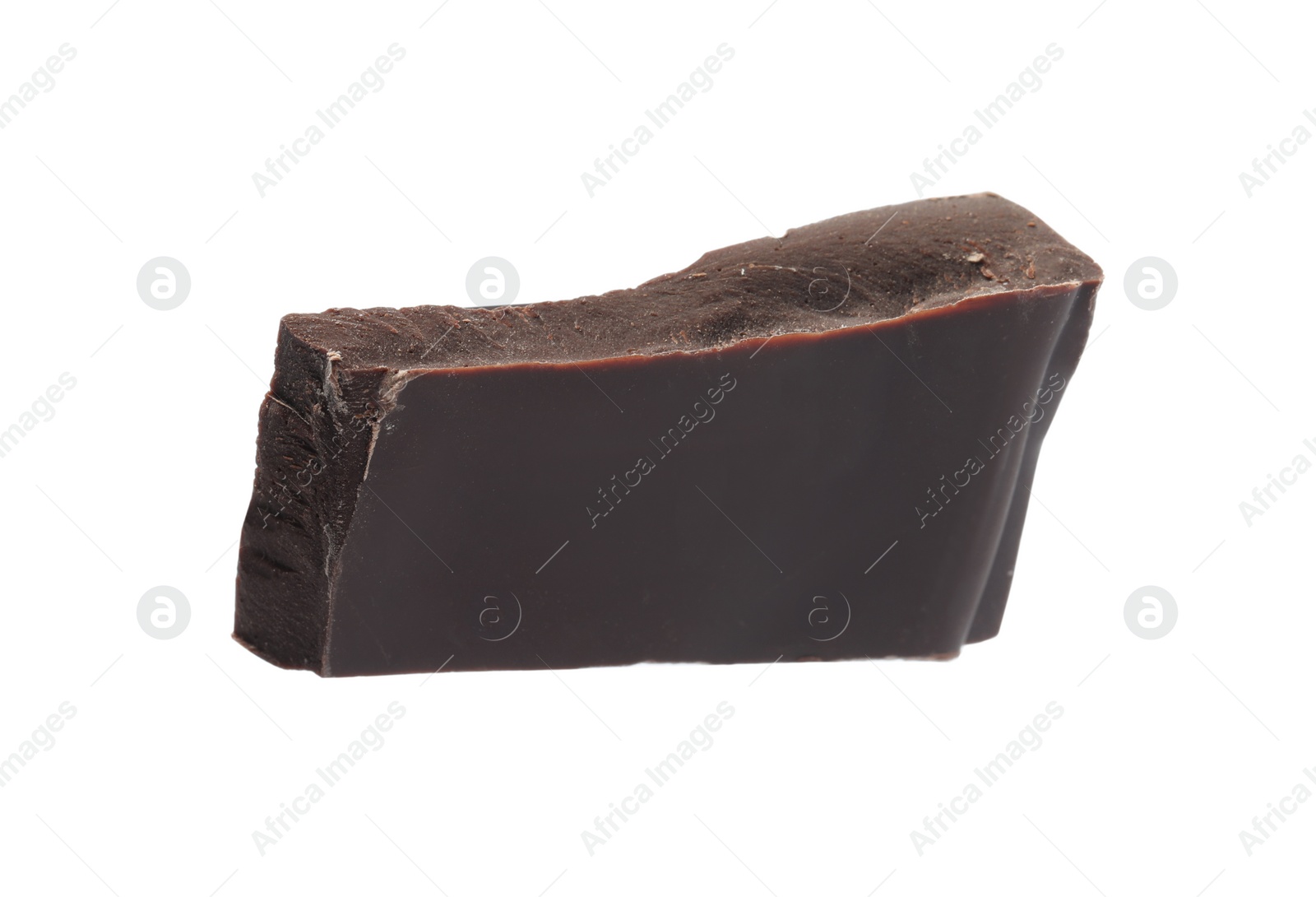 Photo of Piece of delicious dark chocolate isolated on white