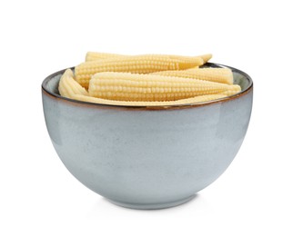 Photo of Fresh baby corn cobs on white background