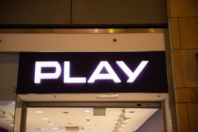 Photo of Warsaw, Poland - September 17, 2022: Signboard of Play store in shopping mall