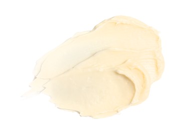 Photo of Tasty butter on white background, top view