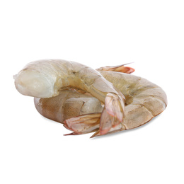 Fresh raw shrimps isolated on white. Healthy seafood