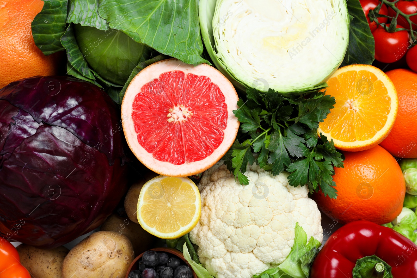 Photo of Fresh products rich in vitamin C, closeup