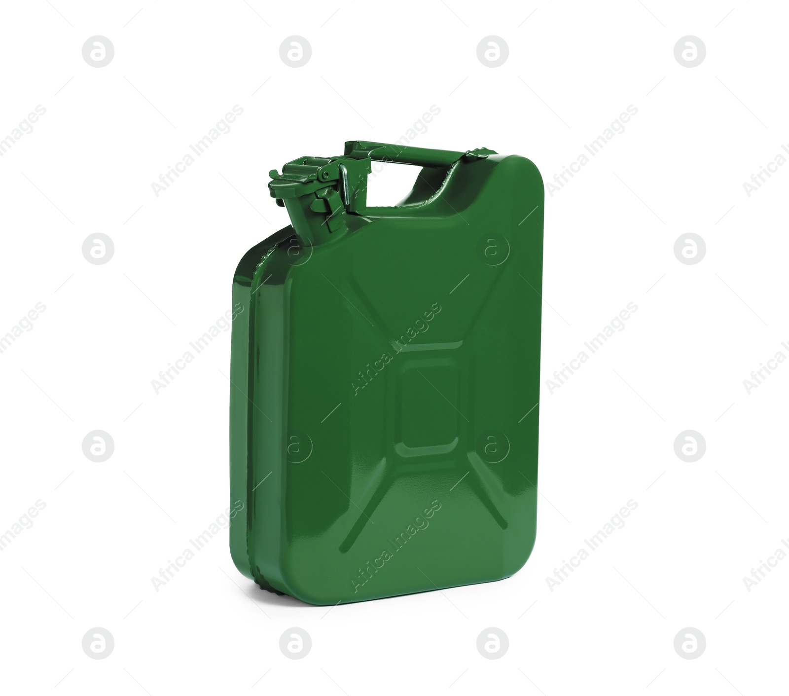 Photo of New khaki metal canister isolated on white
