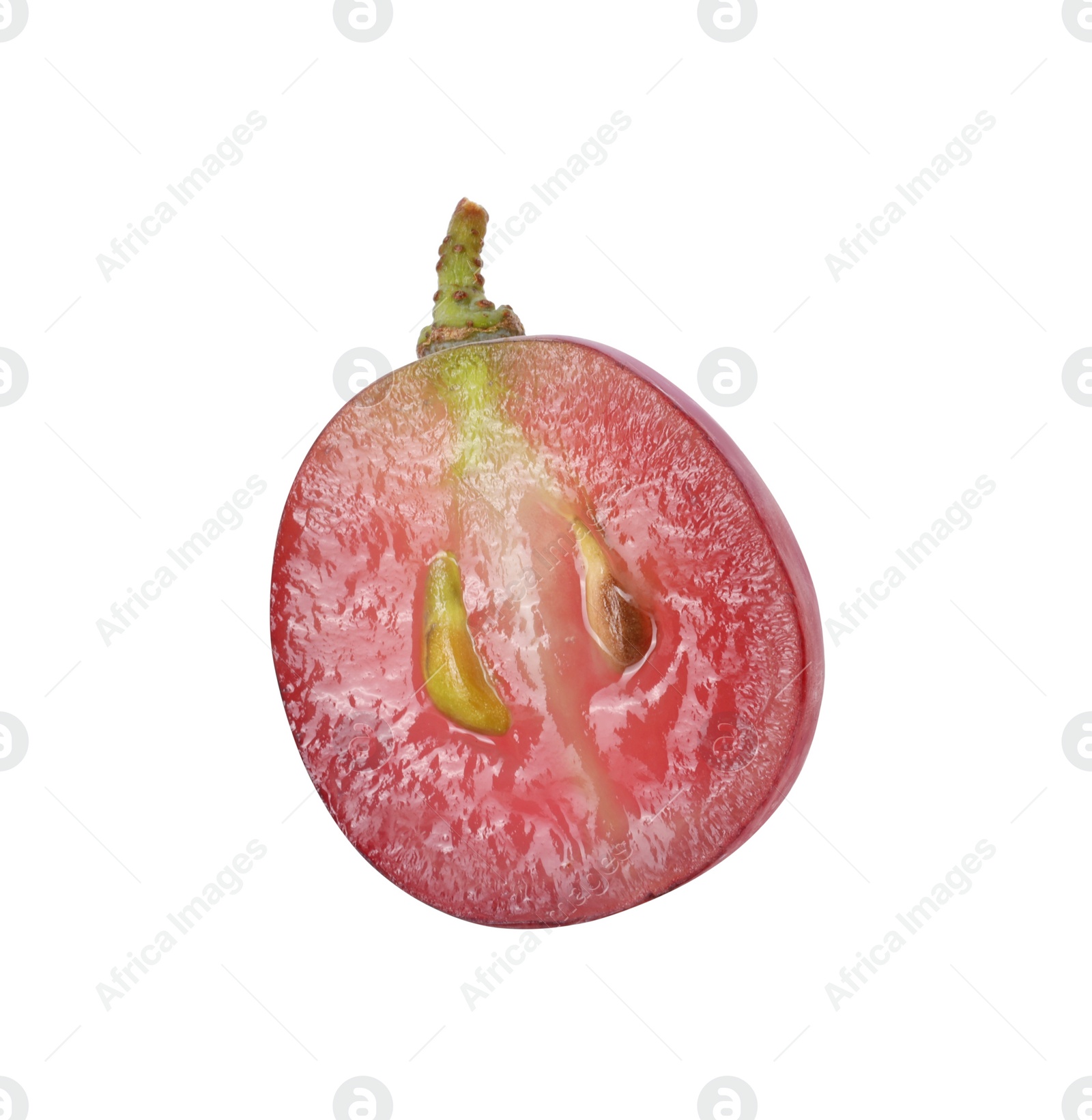 Photo of Half of ripe red grape isolated on white