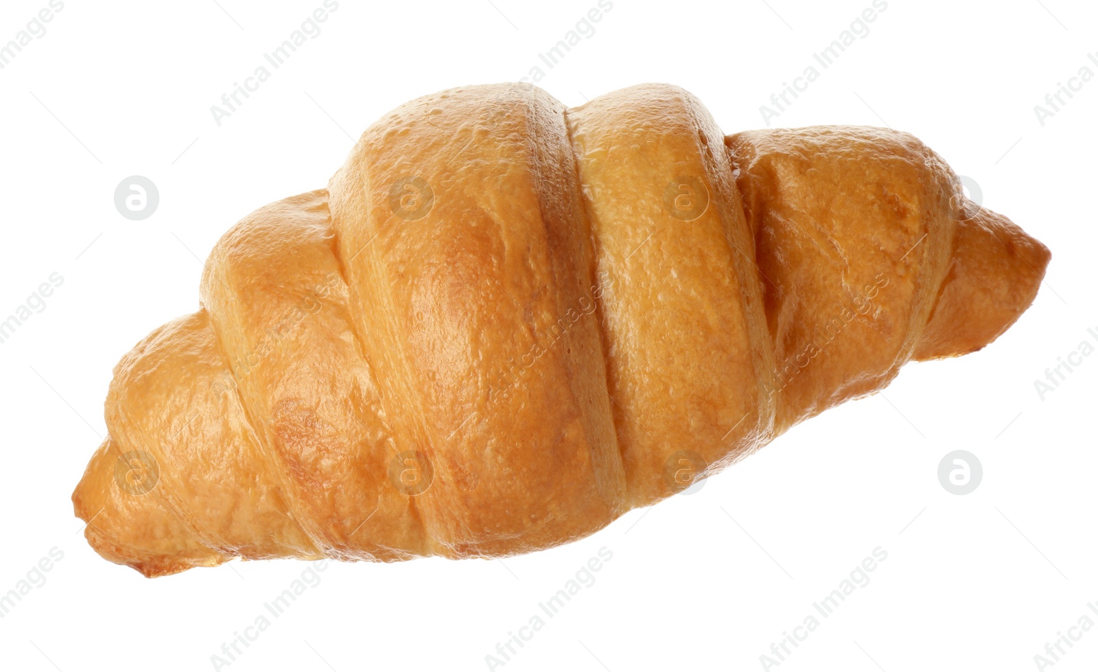 Photo of One delicious fresh croissant isolated on white