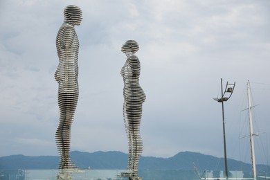 BATUMI, GEORGIA - MAY 31, 2022: Movable sculptural composition Ali and Nino