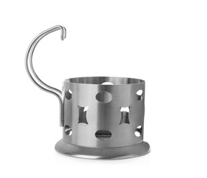 Photo of Traditional tea glass holder on white background