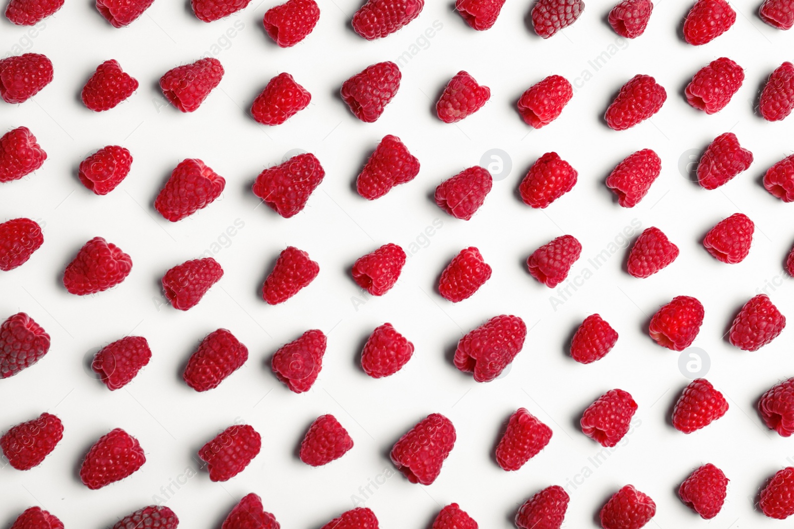 Photo of Composition with delicious ripe raspberries on white background, top view