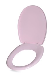 Photo of New pink plastic toilet seat isolated on white