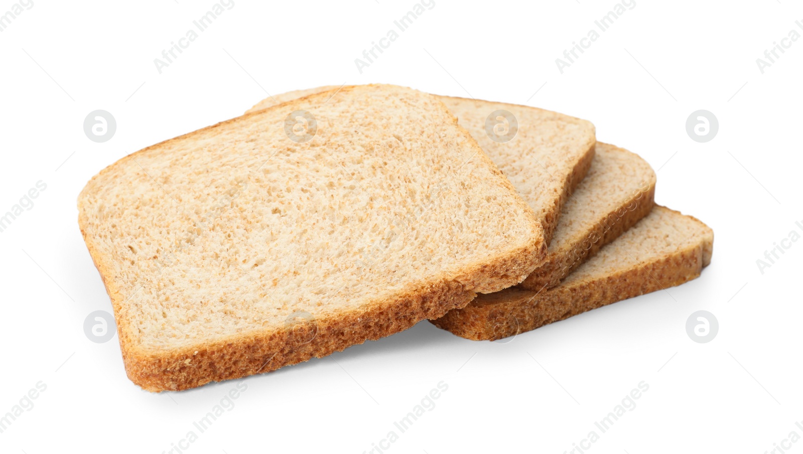 Photo of Slices of wheat bread isolated on white