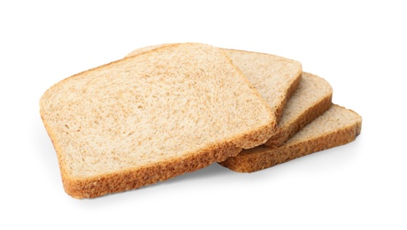 Slices of wheat bread isolated on white