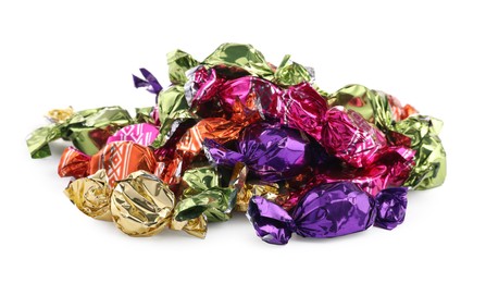 Candies in colorful wrappers isolated on white