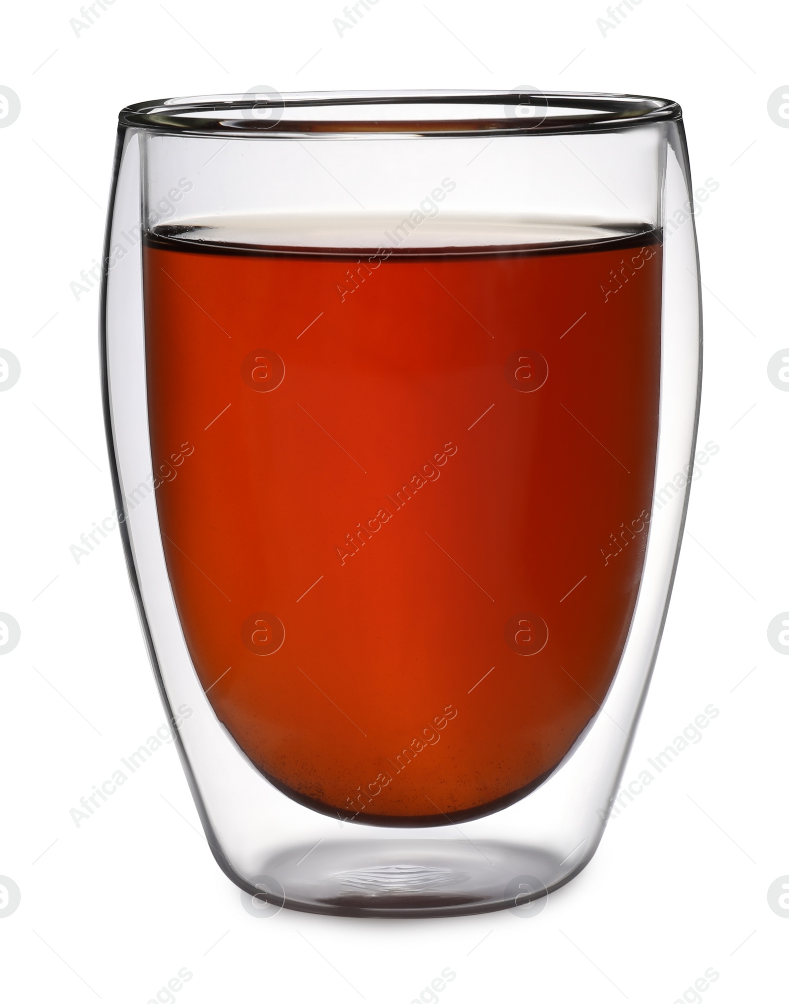 Photo of Double wall glass with tea isolated on white