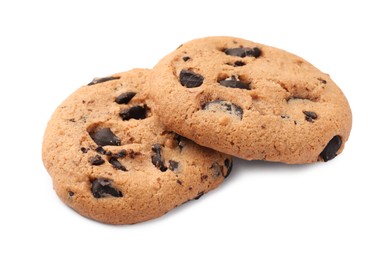 Photo of Delicious chocolate chip cookies isolated on white