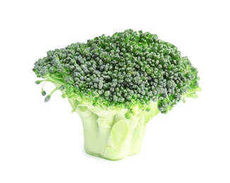 Photo of Fresh green broccoli on white background. Organic food