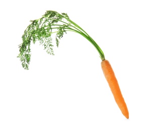 Photo of Ripe carrot on white background. Healthy diet