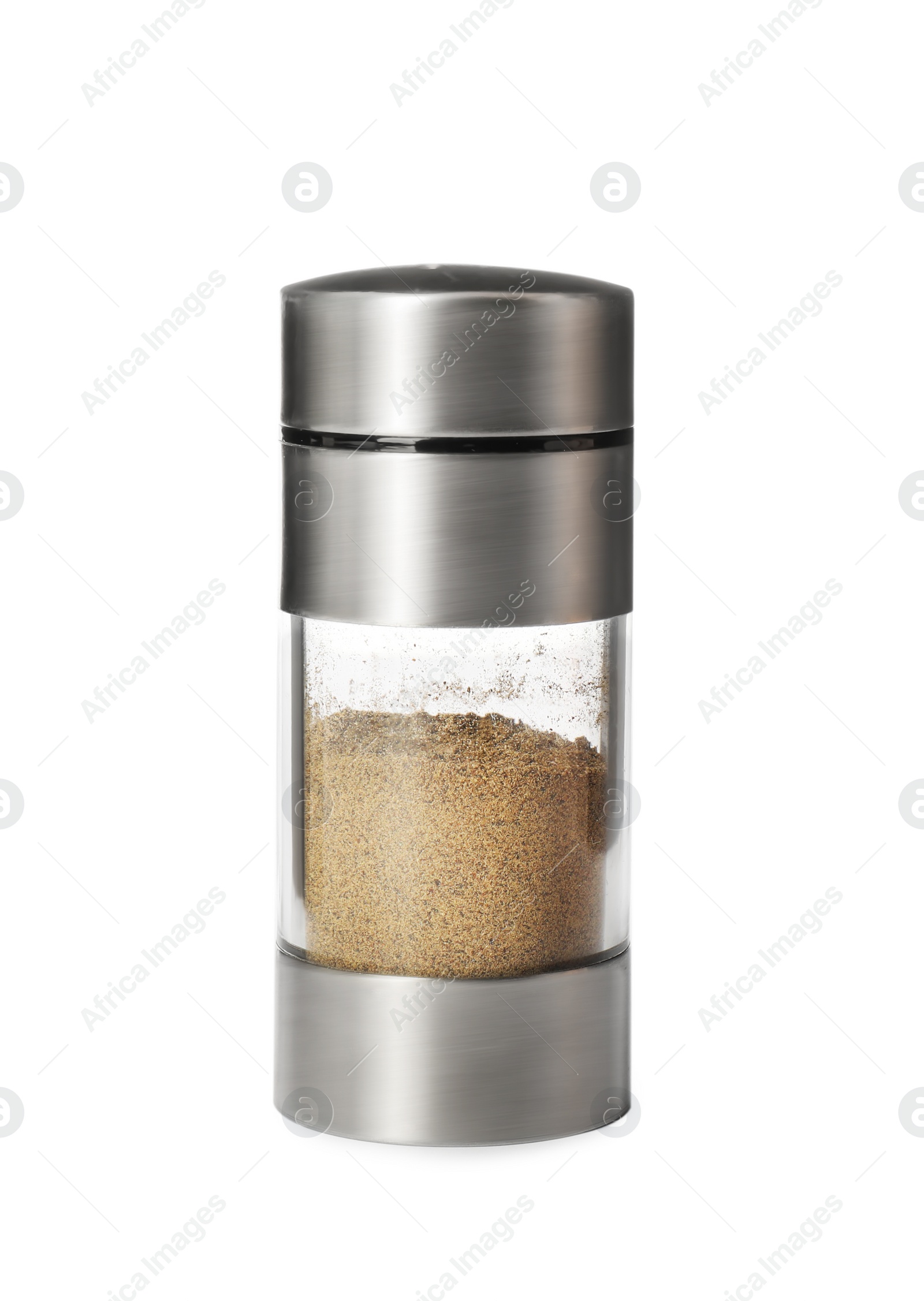 Photo of Pepper shaker isolated on white. Kitchen utensil