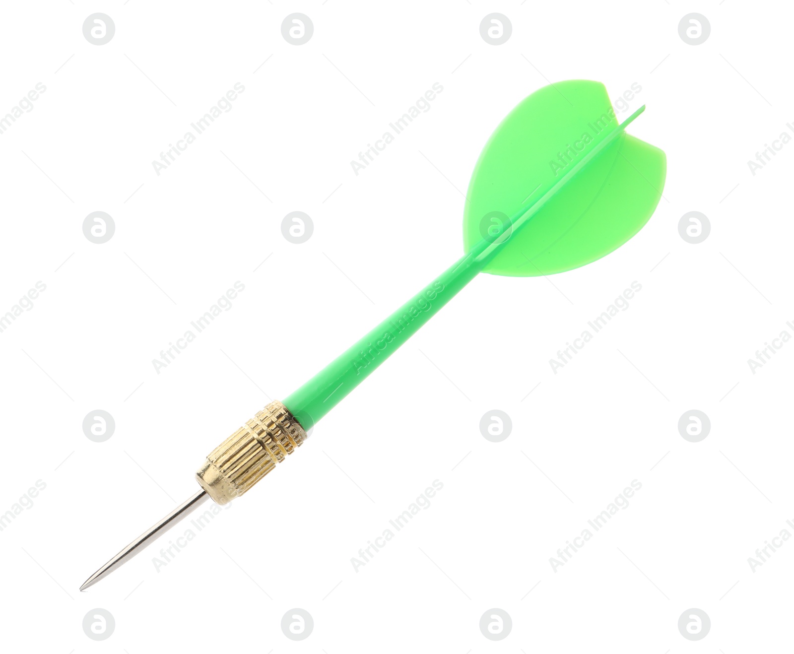 Photo of Single sharp green dart isolated on white