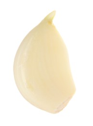 One peeled clove of garlic isolated on white