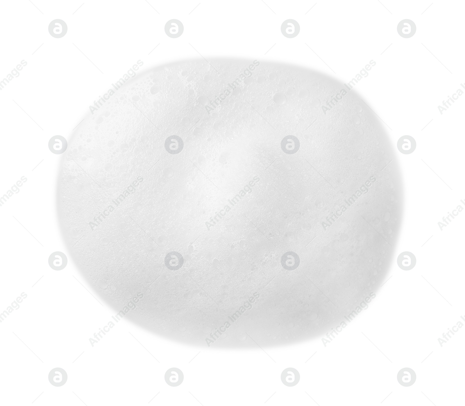 Photo of Fluffy soap foam on white background, top view