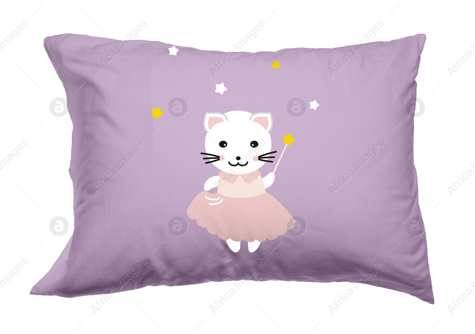 Image of Soft pillow with cute print isolated on white