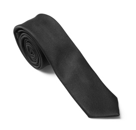 Photo of Classic black male necktie isolated on white