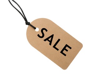 Image of Tag with word SALE on white background