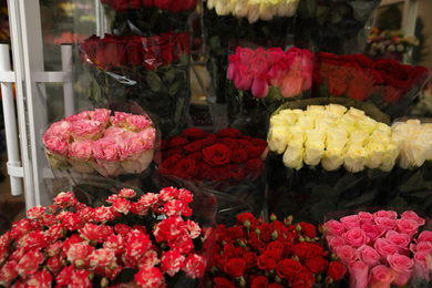 Photo of Assortment of beautiful flowers at wholesale market