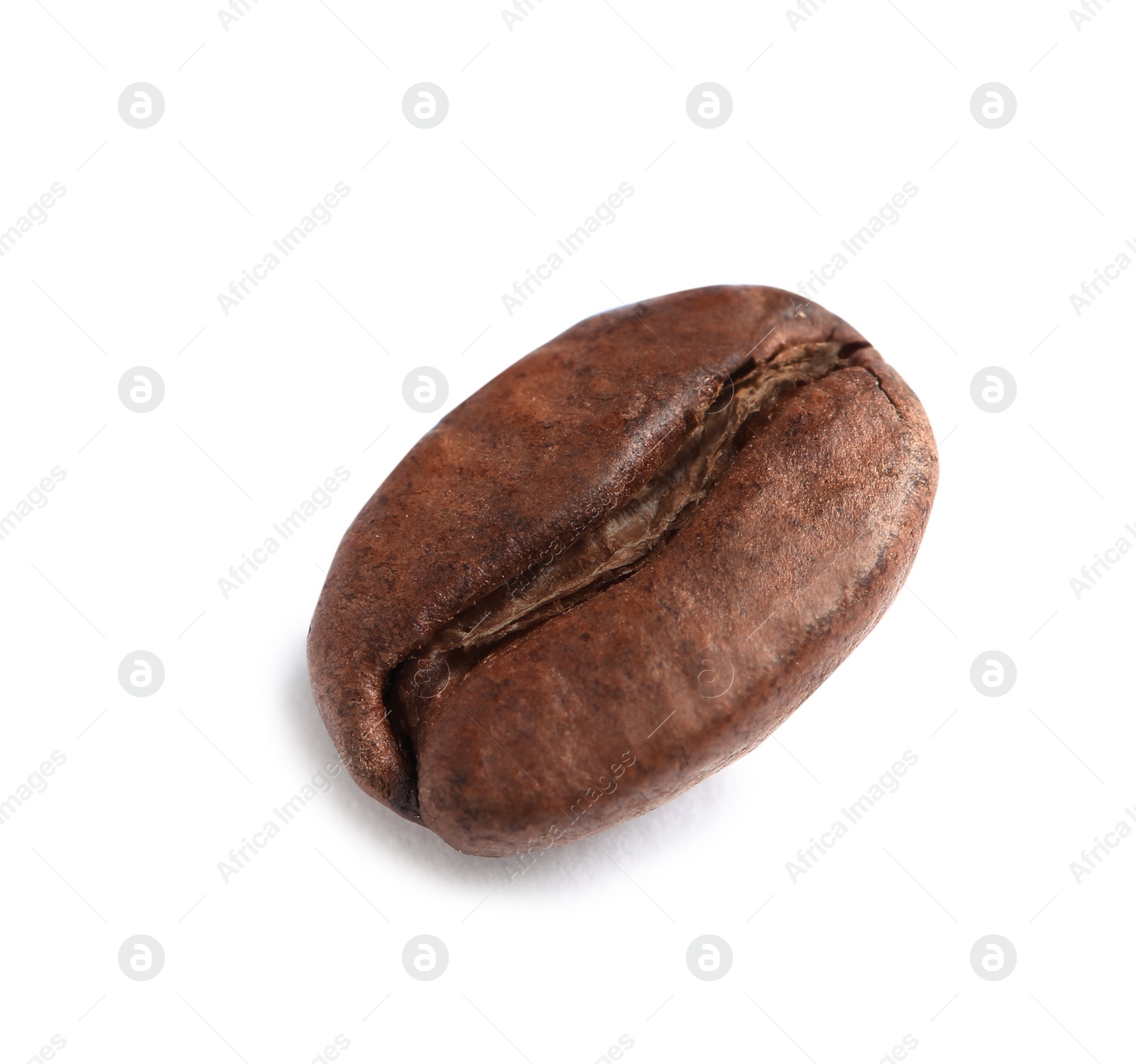 Photo of Single roasted coffee bean on white background