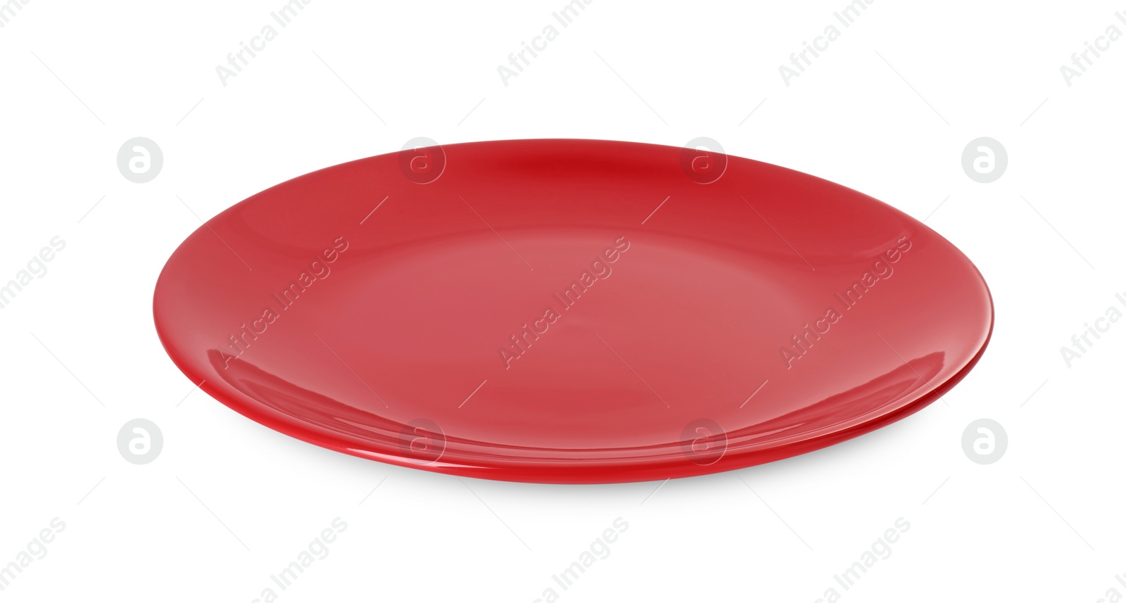 Photo of One beautiful red plate isolated on white