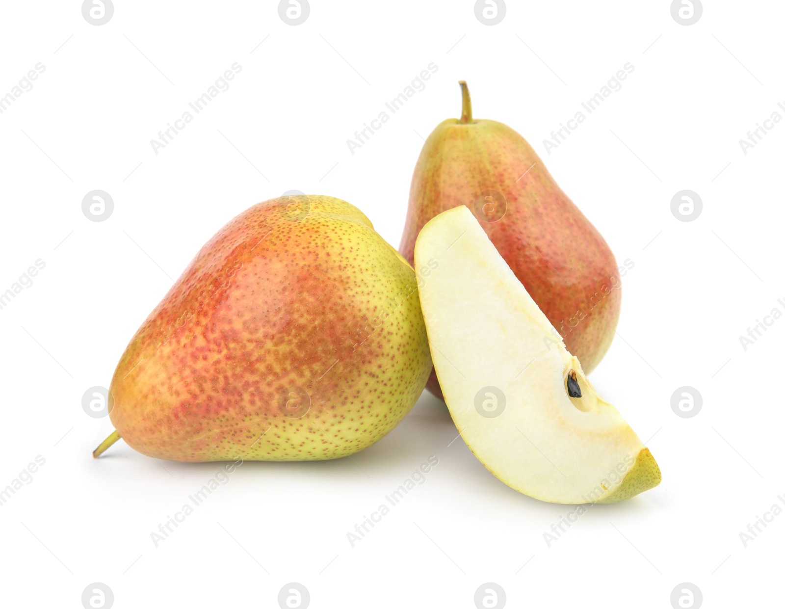 Photo of Fresh ripe juicy pears isolated on white