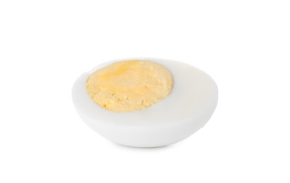 Photo of Half of fresh hard boiled egg isolated on white