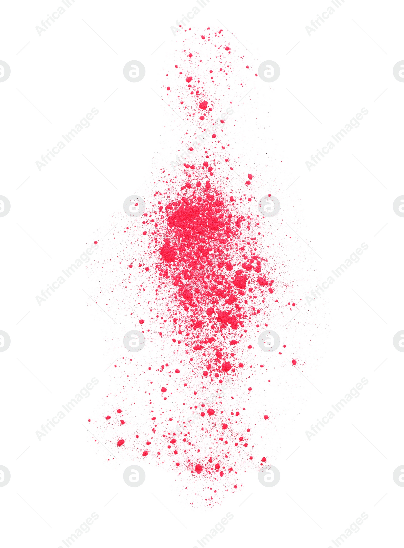 Photo of Red powder dye on white background, top view. Holi festival