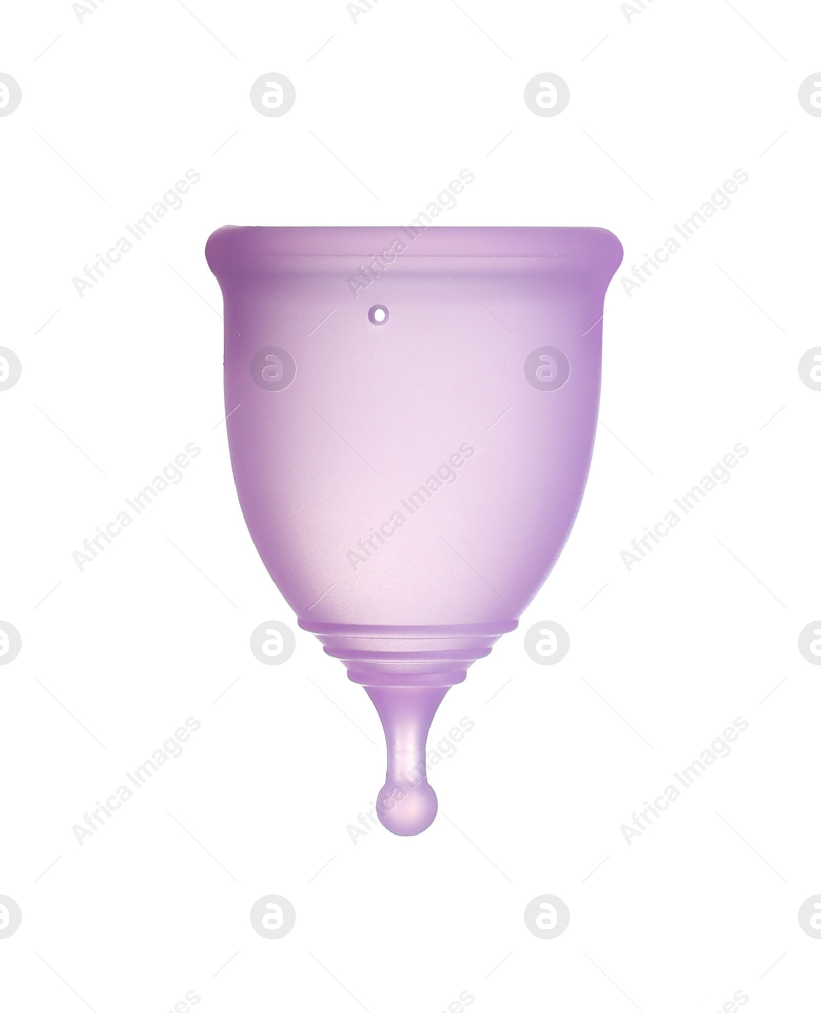 Photo of Empty purple menstrual cup isolated on white