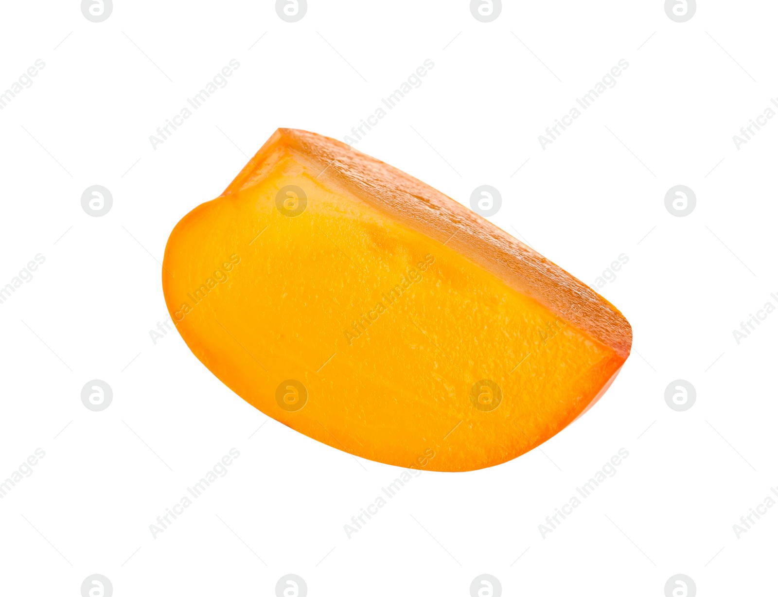 Photo of Piece of delicious ripe juicy persimmon isolated on white