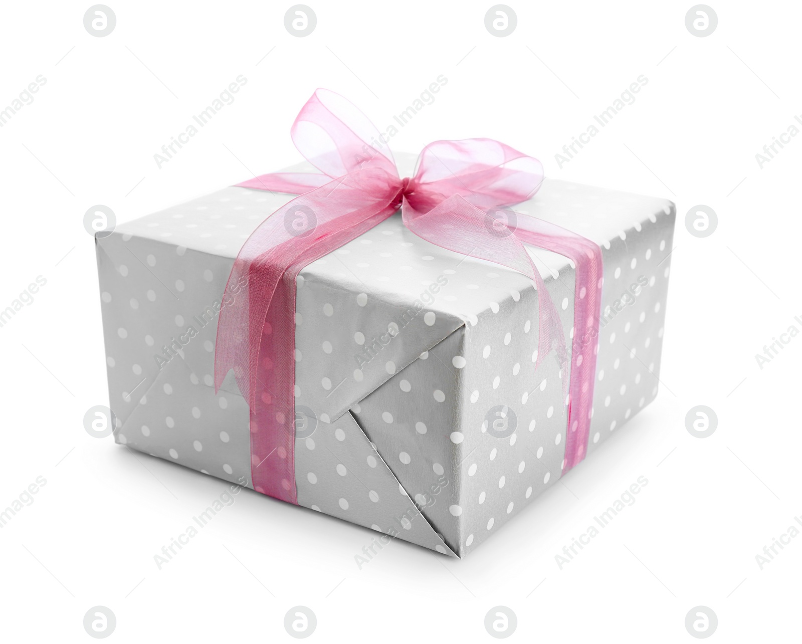 Photo of Elegant gift box with bow on white background