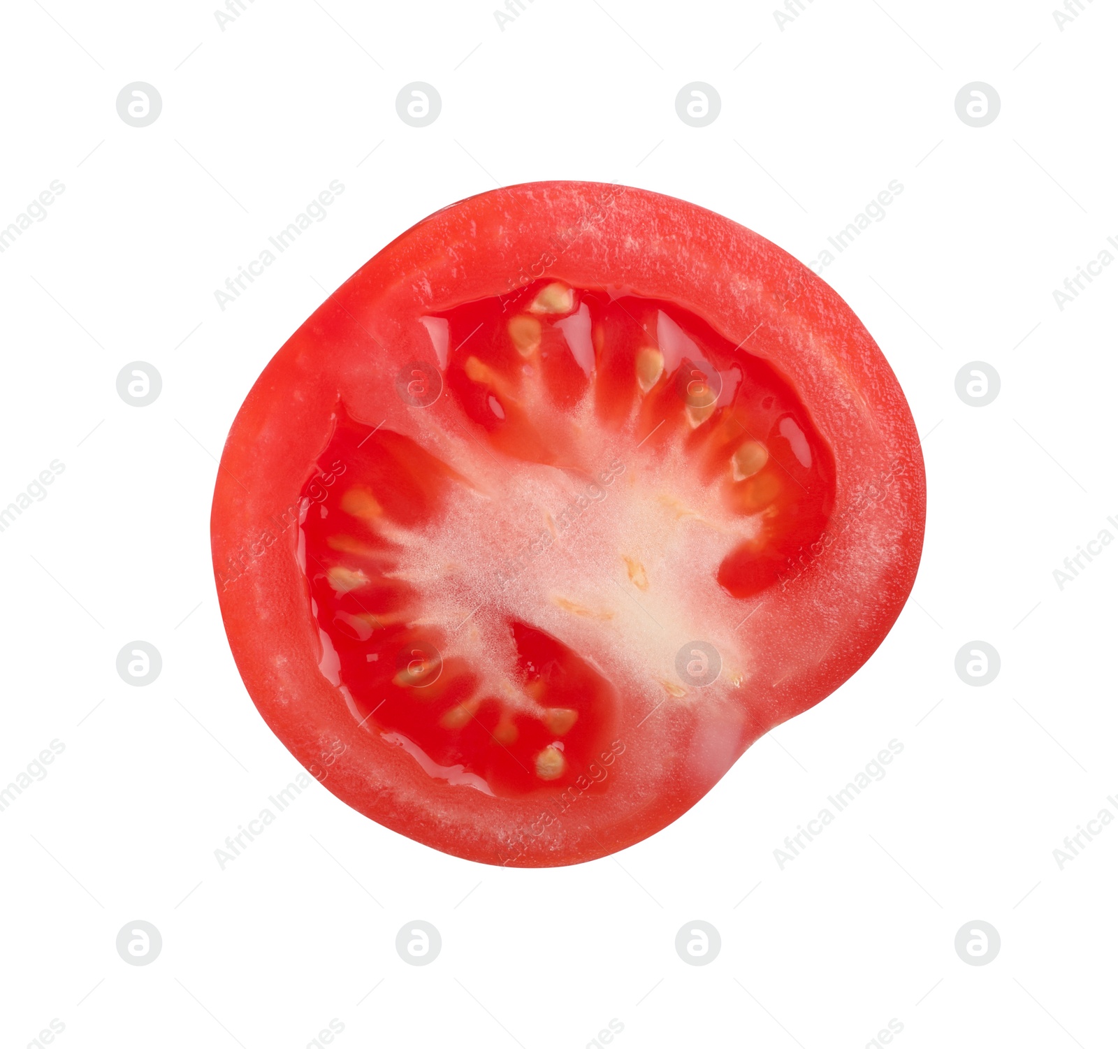 Photo of Half of red ripe tomato isolated on white