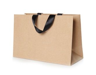 Paper shopping bag isolated on white. Mock up for design