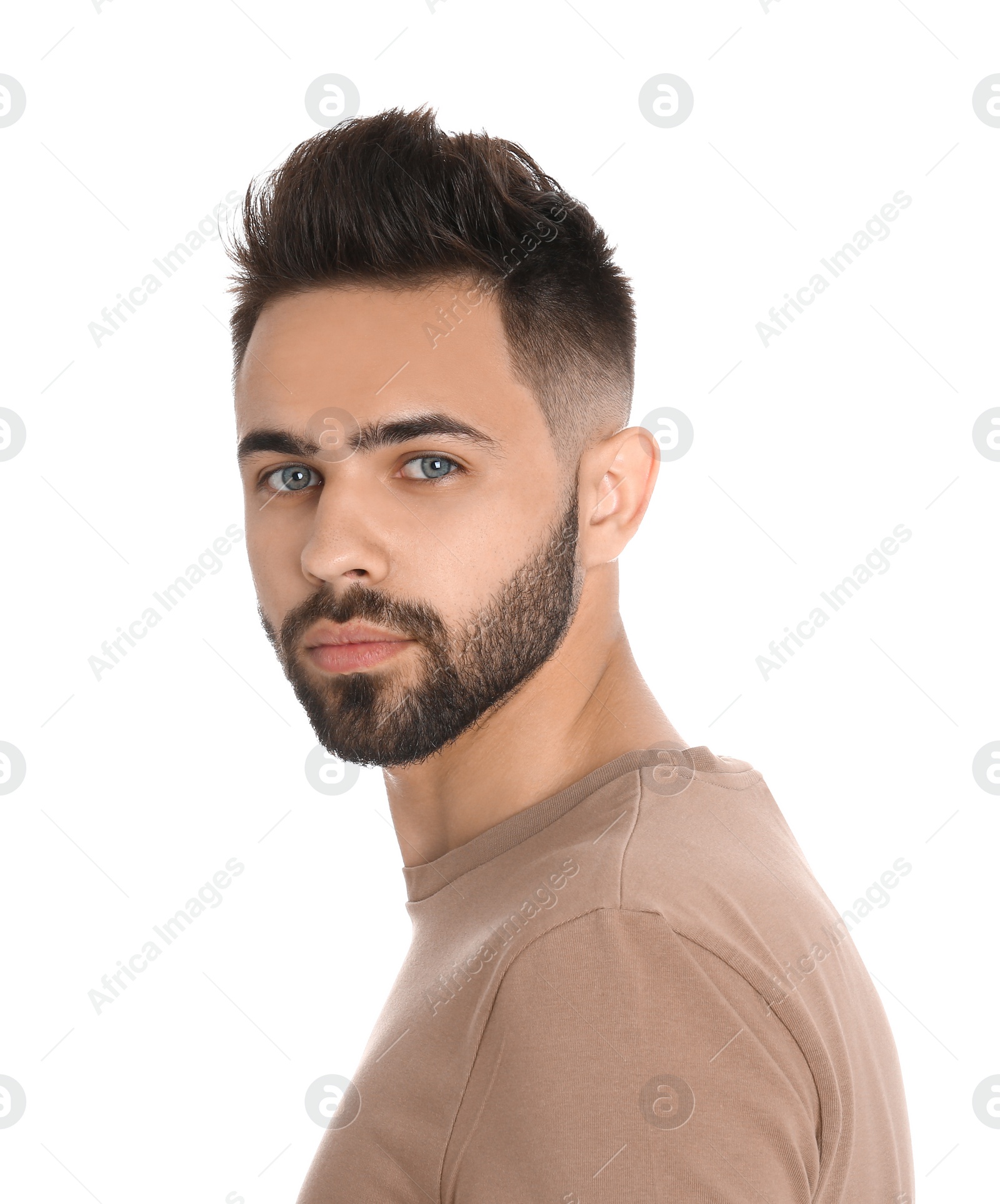 Photo of Portrait of handsome confident man isolated on white