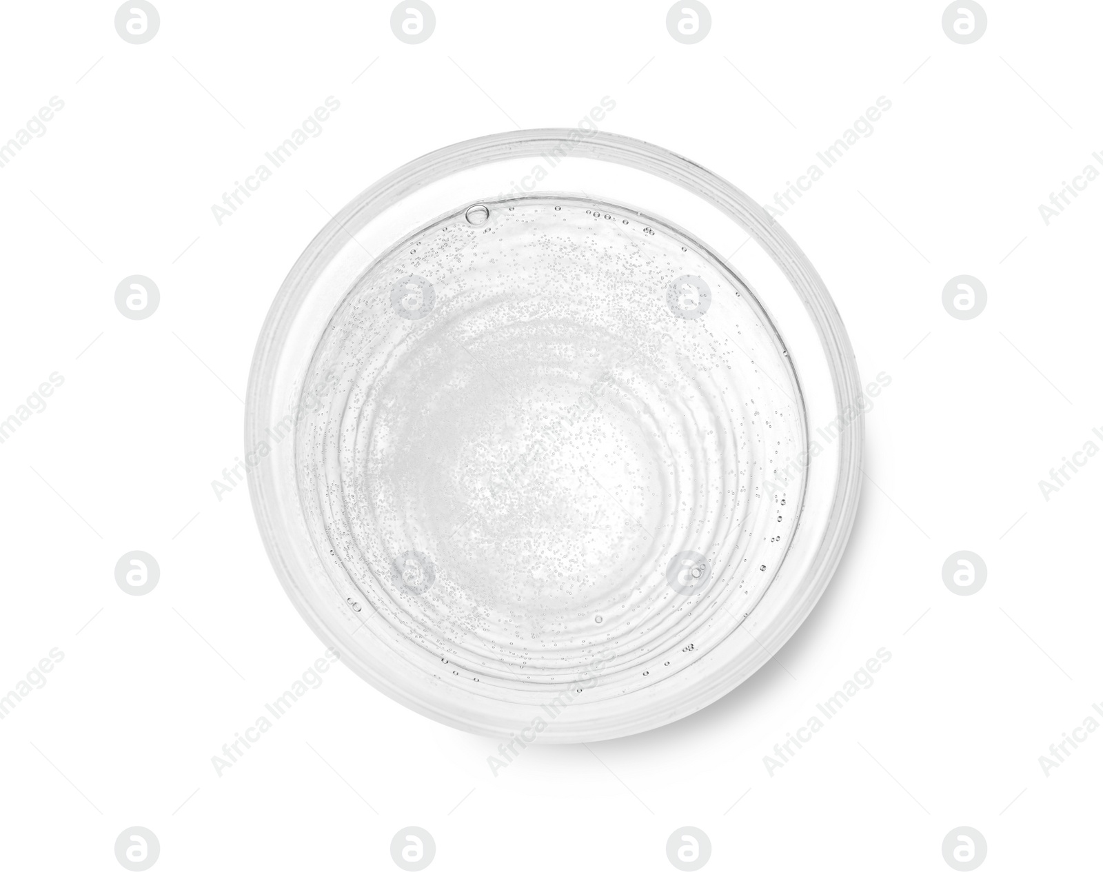 Photo of Glass of soda water isolated on white, top view