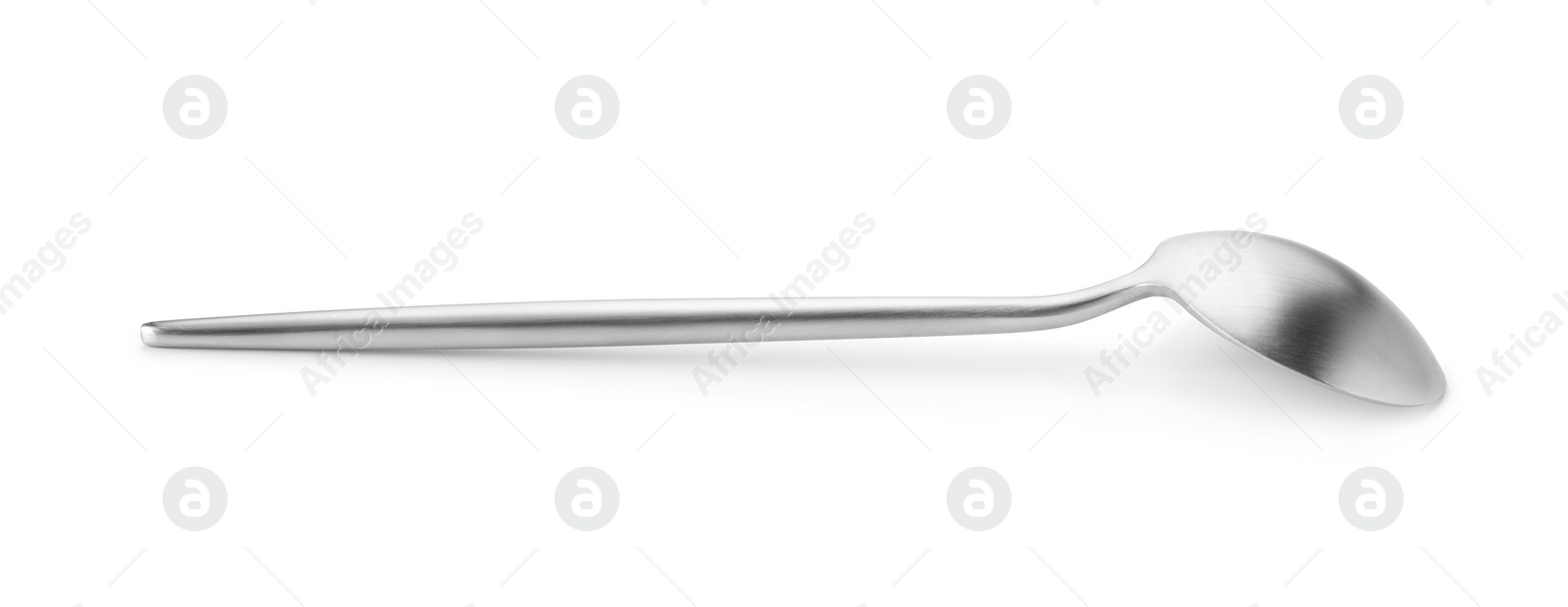 Photo of One shiny silver spoon isolated on white