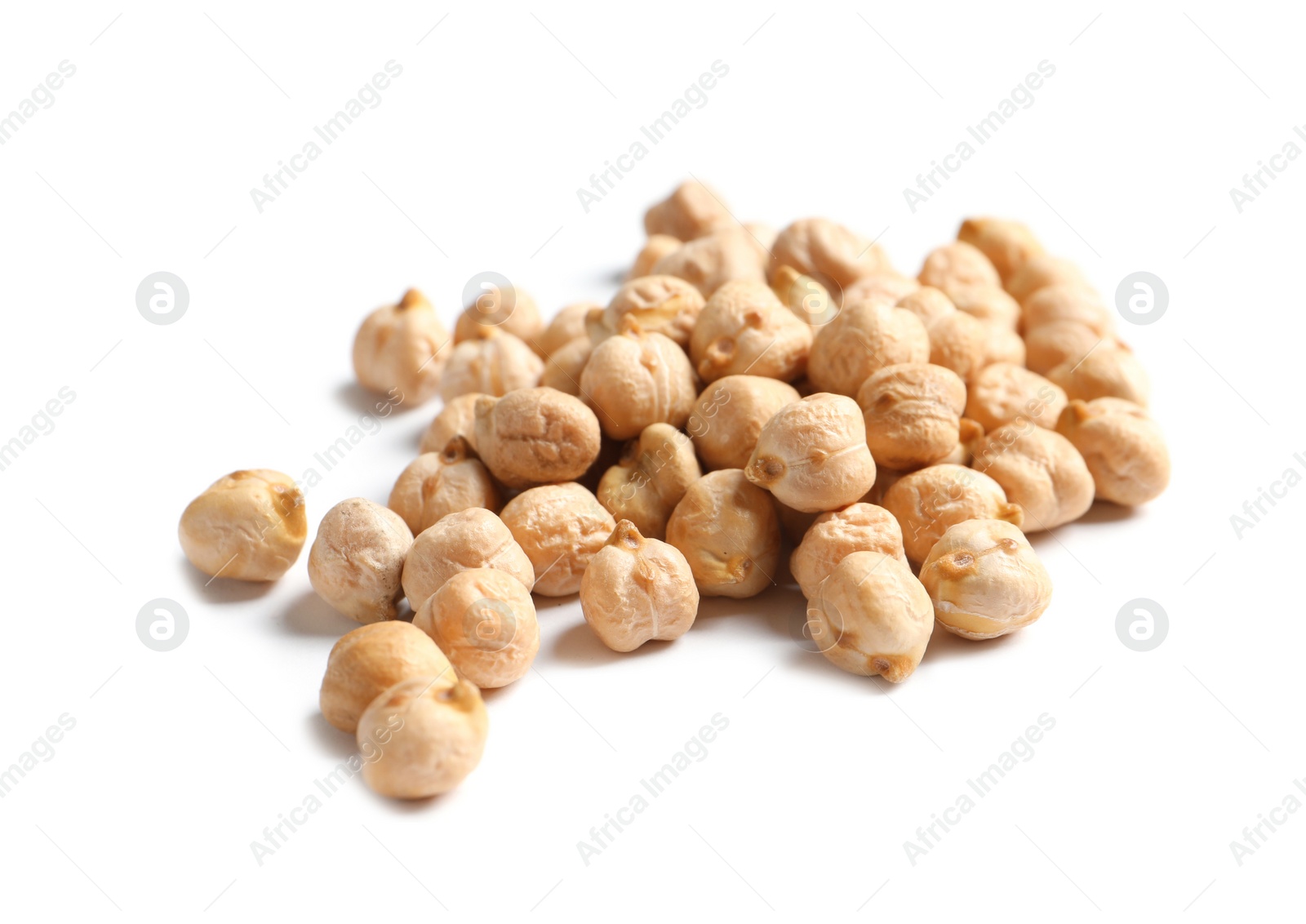 Photo of Pile of chickpea on white background. Natural food high in protein