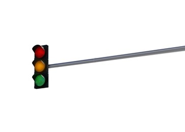 Image of Traffic light with pole on white background