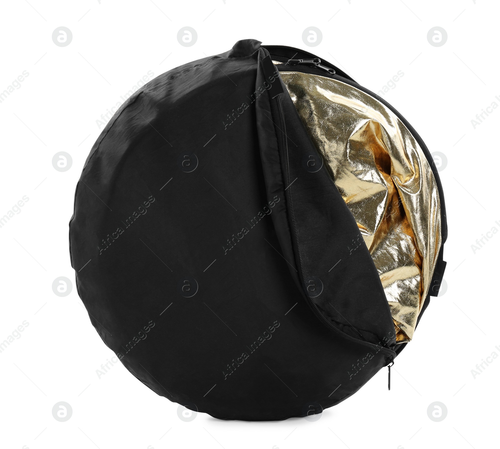 Photo of Bag with studio reflector isolated on white. Professional photographer's equipment