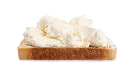 Photo of Toasted bread with cream cheese isolated on white